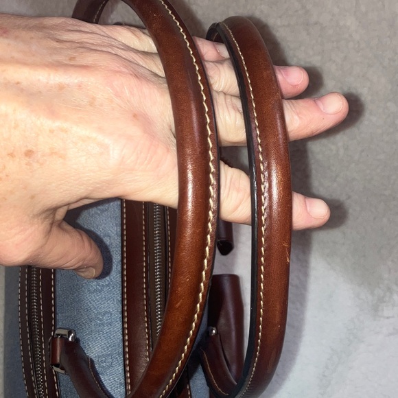 Dooney & Bourke Y2K Denim/Chestnut leather satchel in like new condition - Picture 9 of 16